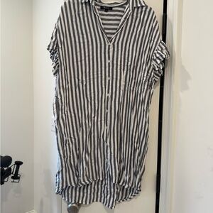Madewell Black and White Striped Shirt Dress